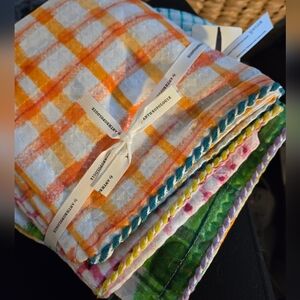 Anthropologie Multicolor 100% Cotton Plaid Dishcloths